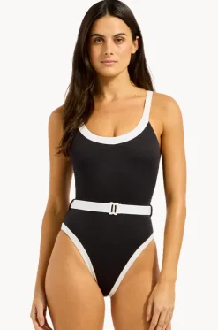 Bandwave Belted Retro Tank One Piece