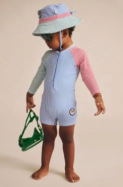 Boys Spliced Stripe Swim Hat