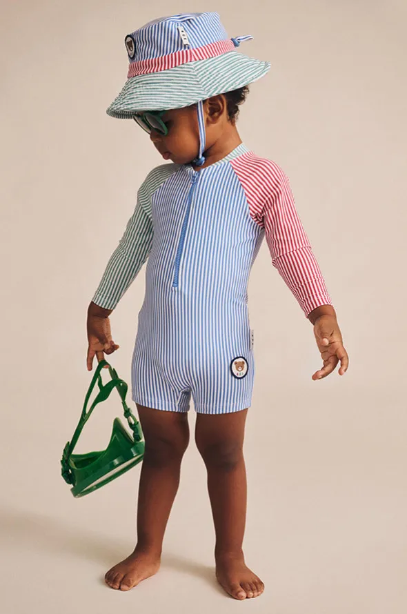 Boys Spliced Stripe Swim Hat