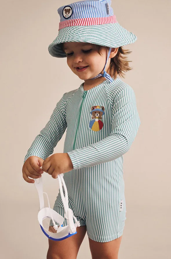 Boys Spliced Stripe Swim Hat