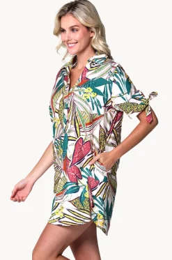 Funky Palm Tie Sleeve Button Shirt