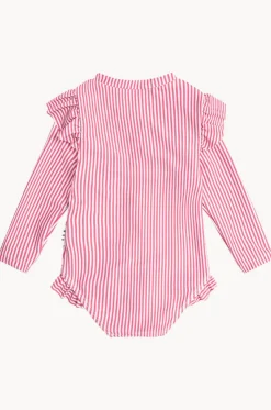 Girls Cherry Pie Stripe Frill Sunsuit