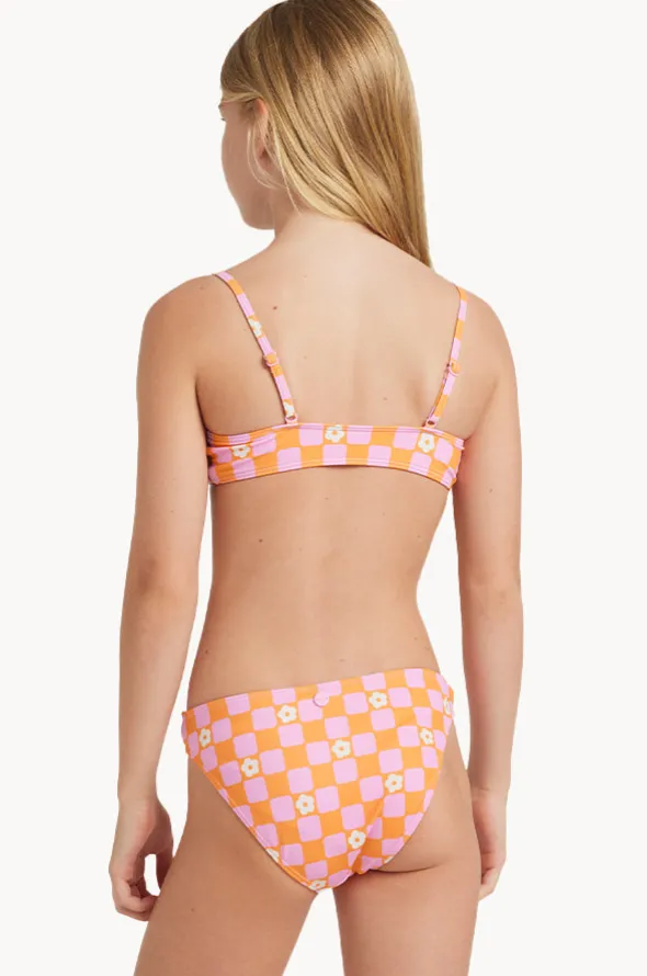 Girls Flower Check Tri Set