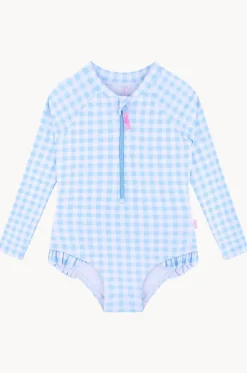 Girls Gingham Long Sleeve Sunsuit