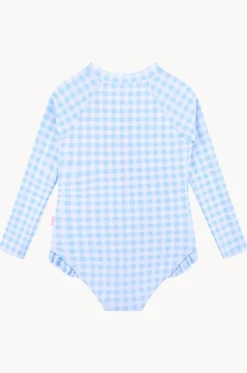 Girls Gingham Long Sleeve Sunsuit