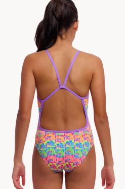 Girls Jig Jag Single Strap One Piece