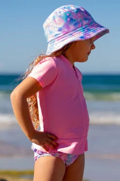 Girls Short Sleeve Zip Suntop