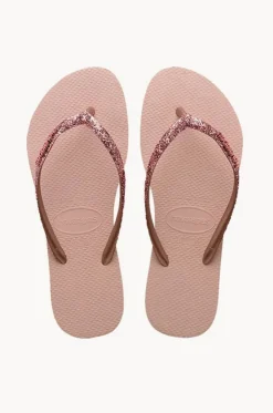 Girls Slim Metal Glitter Logo Thong