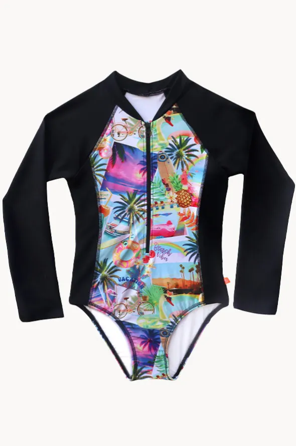 Girls Summer Vacay Long Sleeve Sunsuit