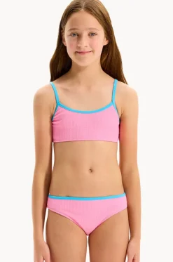 Girls Textured Contrast Crop Set