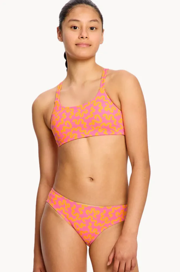 Girls Wavy Cross Back Crop Set