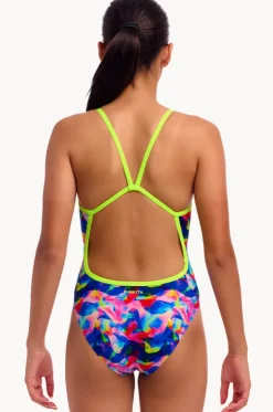 Girls Wet Wave Single Strap One Piece