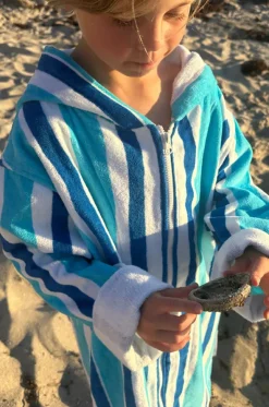 Kids Stripe Hooded Towelling Robe 5-7Y