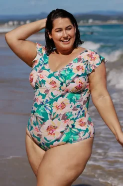 Maui Frill Sleeve V Neck One Piece