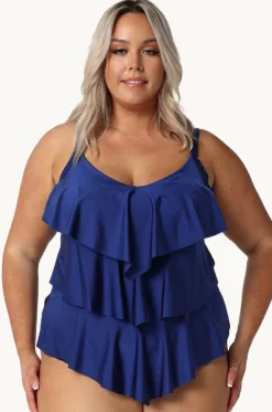 Metallic Tiered Frill Tankini Separate