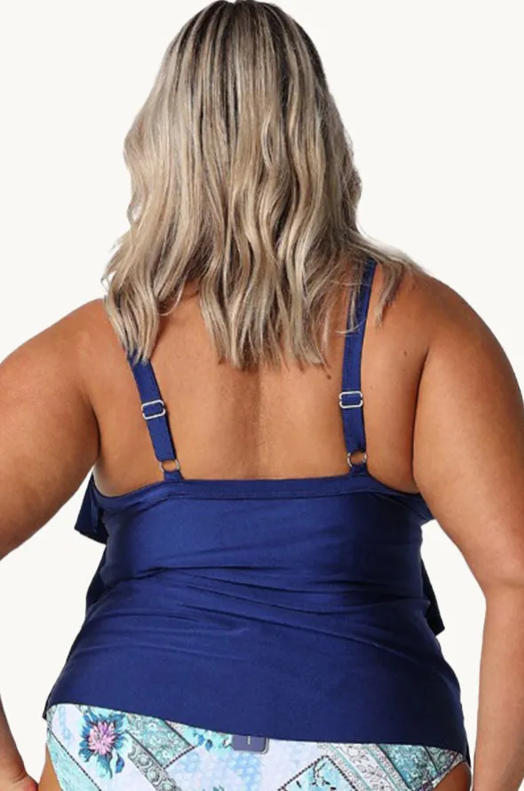 Metallic Tiered Frill Tankini Separate