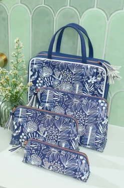 Navy Natives Large Vanity Bag