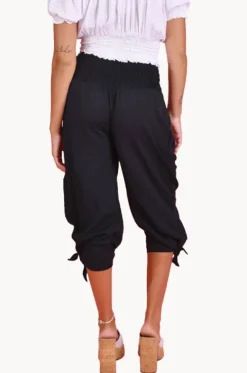 Plain 3/4 Rouched Tie Pants