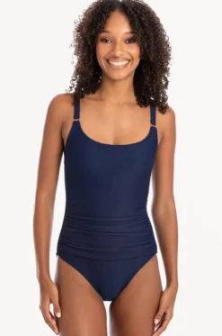 Plain Textured Scoop Neck One Piece