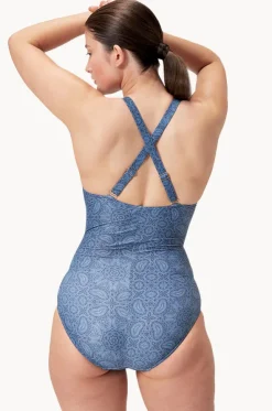 Printed Shaping V Neck One Piece