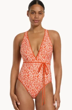 Sereno Ditsy Plunge Waist Tie One Piece