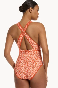 Sereno Ditsy Plunge Waist Tie One Piece