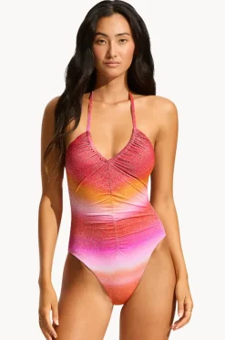 Spectrum Drawstring V Neck One Piece