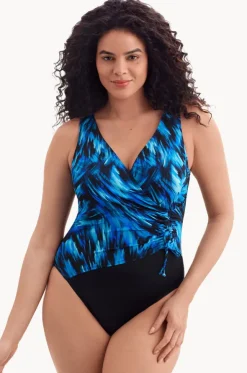 Summer Waves Long Torso Cross Over One Piece