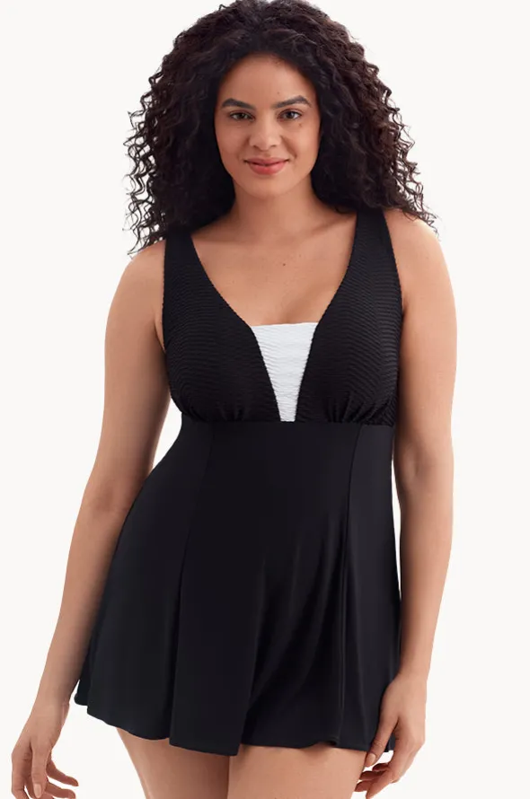 Texture Luxe Plunge Swim Dress