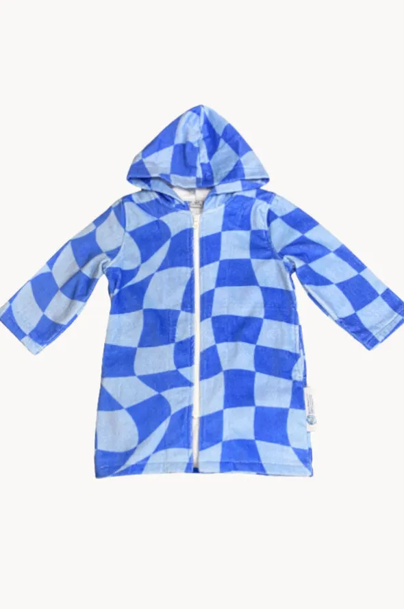 Tidal Checker Hooded Towelling Robe L/XL