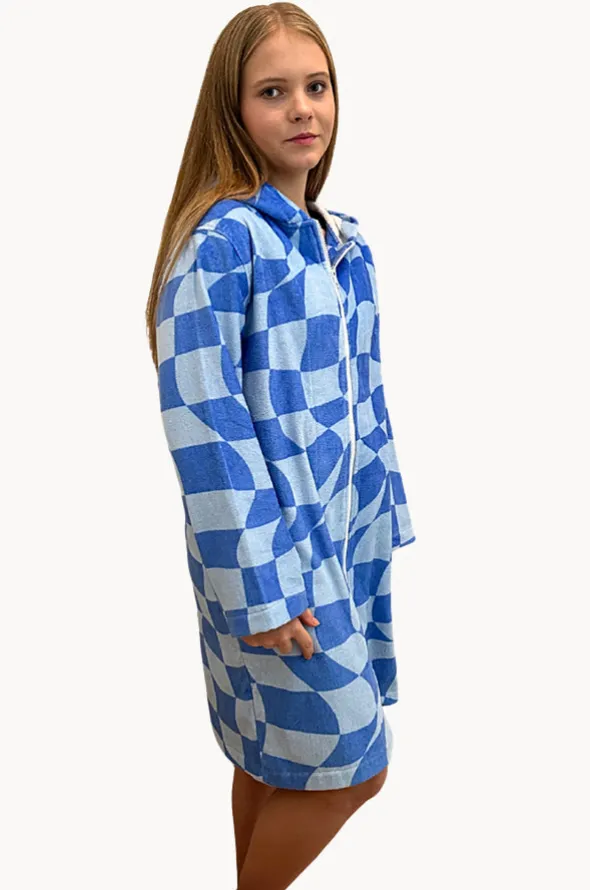 Tidal Checker Hooded Towelling Robe L/XL